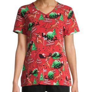 NWT Rudolph Xmas Countdown Scrub Top
